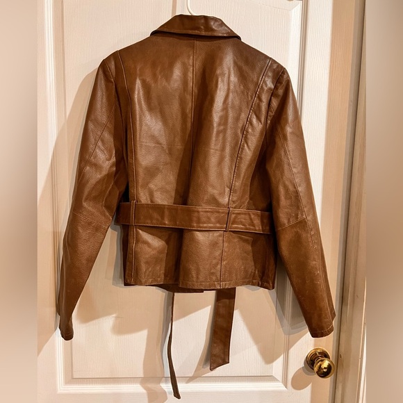 Rustic Brown Faux Leather Jacket - Picture 5 of 5
